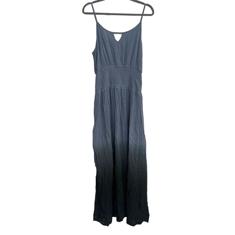 Unbranded Ombre Maxi Dress XL Blue Black Good Smocked Waist Boho V-Neck NEW